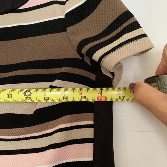 London Times Casual Dress Short Sleeve: Brown, Pink Stripes Size 6P - Picture 5 of 7